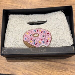 Rachel Zoe Viral Cream and Pink Beaded Donut Clutch